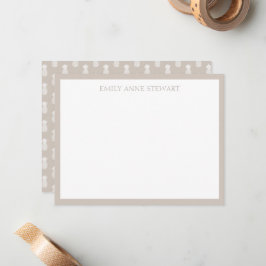 Preppy White Pineappine på Beige Anteckningskort