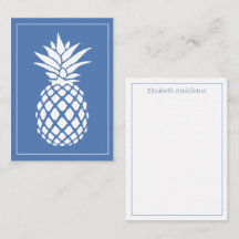 Preppy White Pineapple on Blue