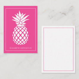 Preppy White Pineapple on Pink Anteckningskort