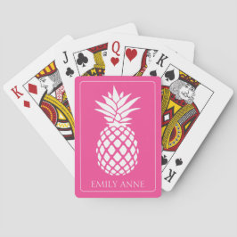 Preppy White Pineapple on Pink Casinokort
