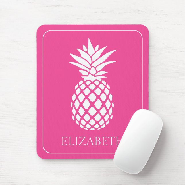 Preppy White Pineapple on Pink Musmatta (Med mus)