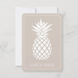 Preppy White Pineapple på Beige Anteckningskort