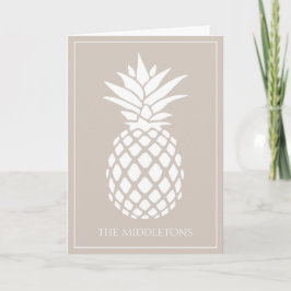 Preppy White Pineapple på Beige Anteckningskort