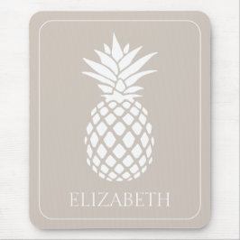 Preppy White Pineapple på Beige Musmatta
