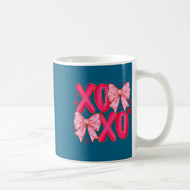Preppy Xoxo Coquette Bow Hearts Valentine's Day Wo Kaffemugg (Höger)