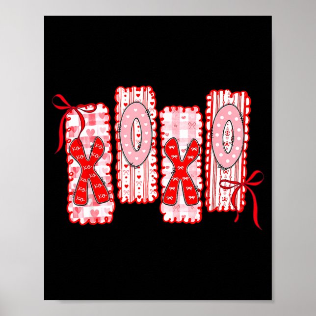 Preppy Xoxo Coquette Bow Hearts Valentine's Day Wo Poster (Framsidan)