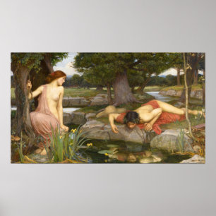 PreRaphaelitmålning Echo och Narcissus Poster