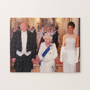 Pres & 1st Dam Trump with Queen Elizabeth II Pussel