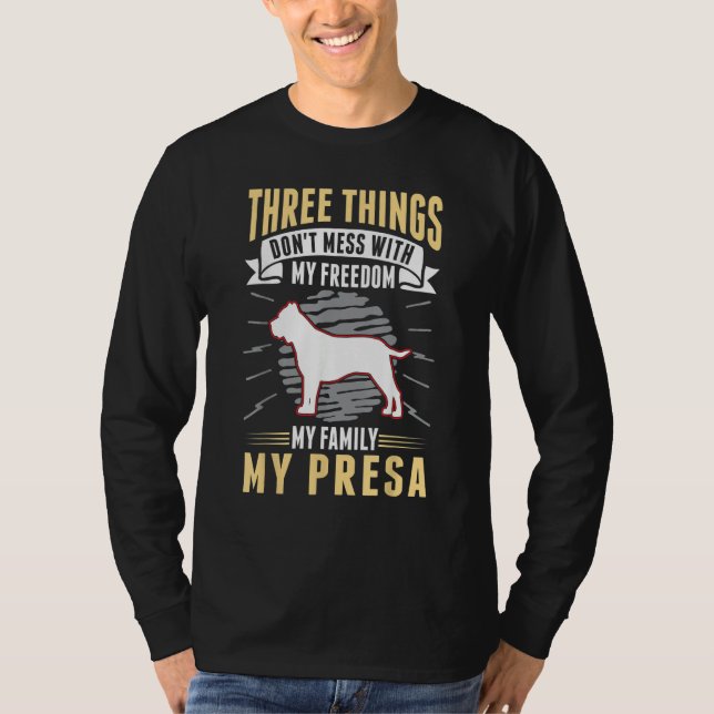 Presa Canario Freedom Family Dogo Canario Presa T Shirt (Framsida)