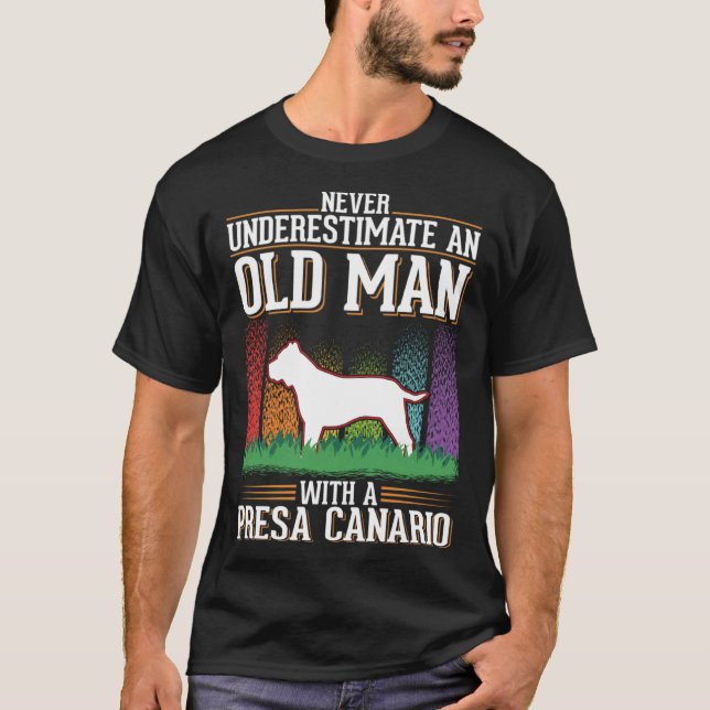 Presa Canario Old Man Dogo Canario T Shirt (Framsida)