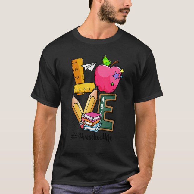 Presch för back to school Preschool Squad Teacher  T Shirt (Framsida)