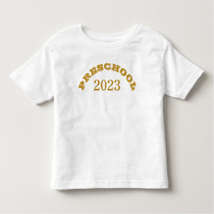 Preschool 2023 First Day of School Guld Script T Shirt