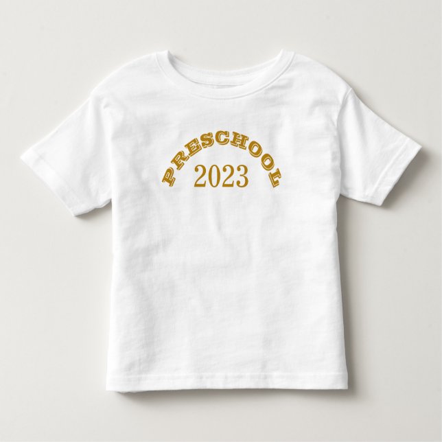 Preschool 2023 First Day of School Guld Script T Shirt (Framsida)