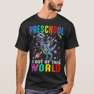 Preschool är ur denna världsastronaut Dinosaur T Shirt