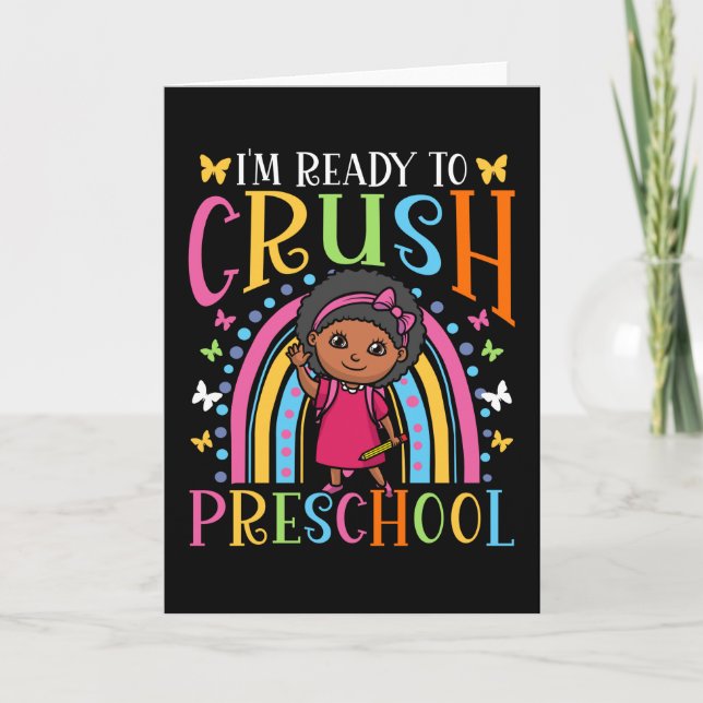 Preschool Black Girl Back to school Kort (Framsida)
