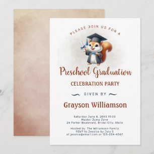 Preschool Boy Studenten Squirrel Inbjudningar