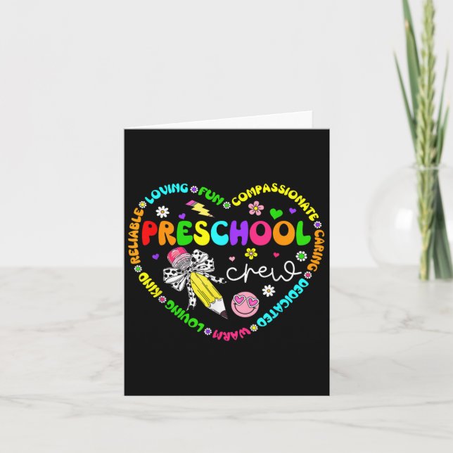 Preschool Crew Back to school Pre K Teacher Studen Kort (Framsida)