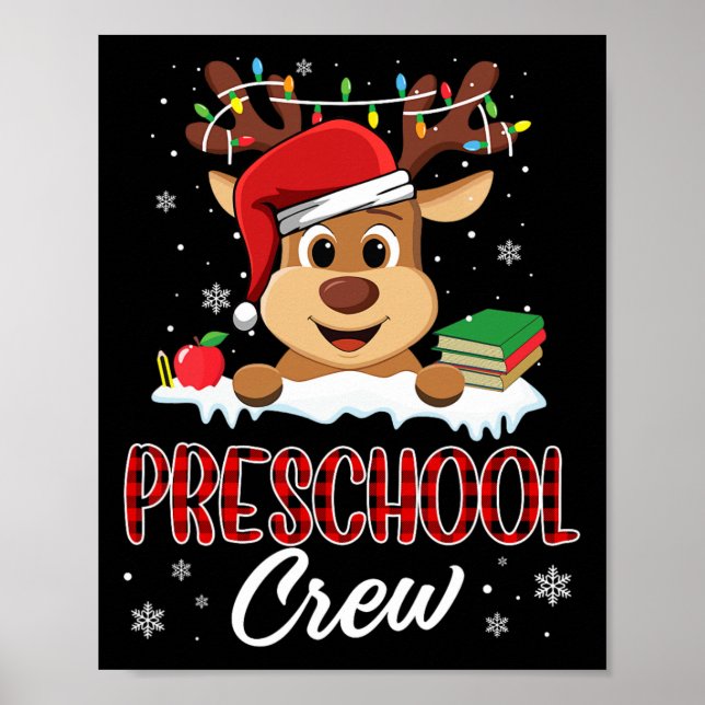 Preschool Crew Funny Reindeer Teacher Student Chri Poster (Framsidan)
