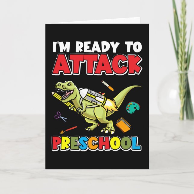 Preschool Dinosaur Back to school första dagen Kort (Framsida)