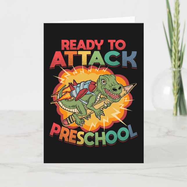 Preschool Dinosaur Back to school första dagen Kort (Framsida)