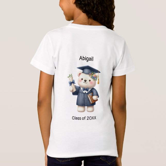 Preschool Girl Student Namn Cute Nalle T Shirt (Baksida)