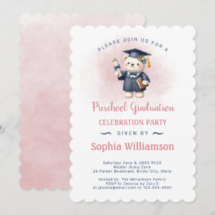 Preschool Girl Studenten Nalle Inbjudningar