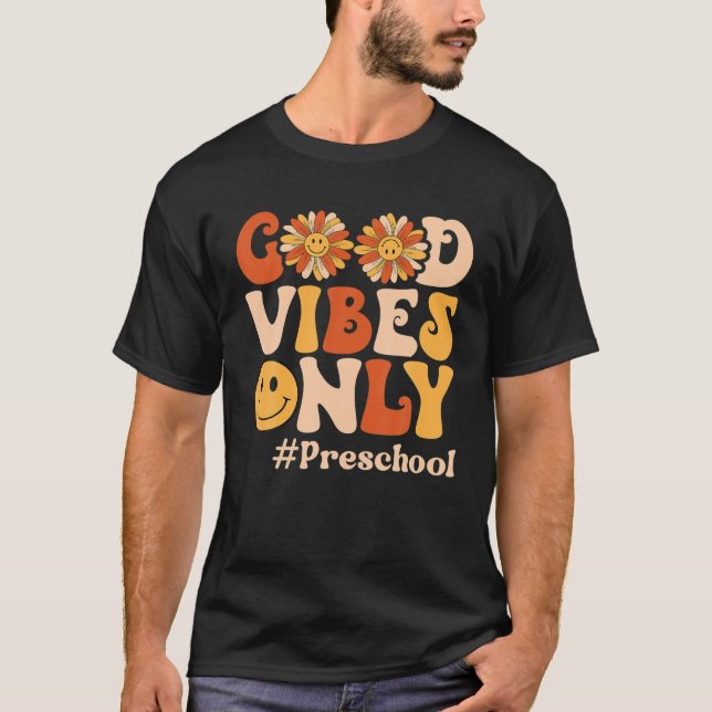 Preschool Good Vibes Retro Retro Tillbaka till Sch T Shirt (Framsida)