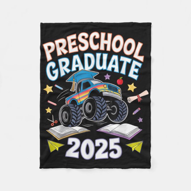 Preschool Graduation 2025 Monster Truck Graduate  Fleecefilt (Framsidan)