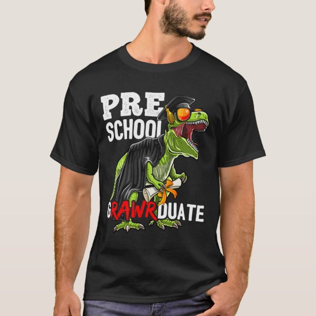 Preschool Grawarduate Dinosaur Studentmössa Gown T Shirt (Framsida)