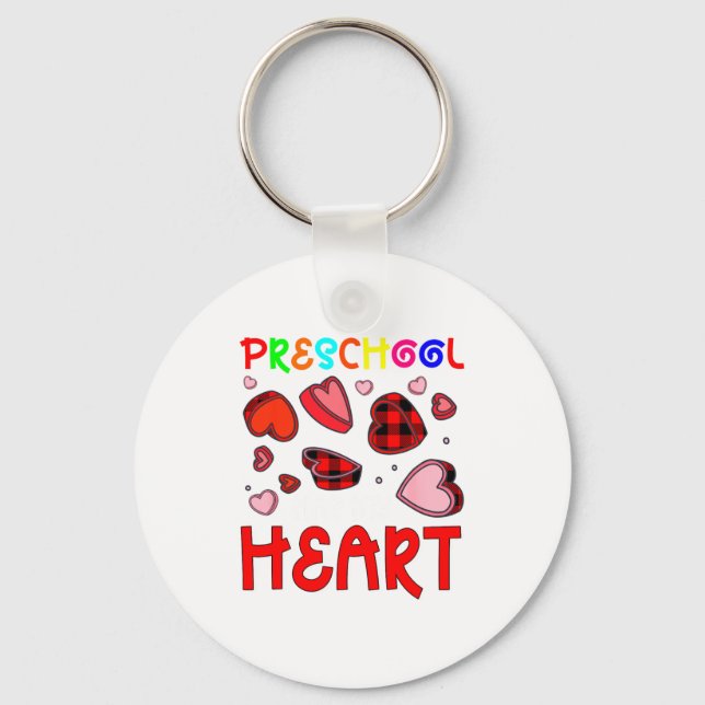Preschool Has My Heart Valentines Hearts Teacher  Nyckelring (Framsida)
