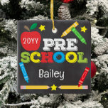 Preschool Keepsak Chalkboard Colorful Kids Julgransprydnad Keramik<br><div class="desc">Utformningen av prydnadsföremål i förskolan har ett äpple, en härskare, kritor och fet, färgstark roligt. Klicka på knappen Anpassa om du vill ha fler alternativ för att ändra texten! Det finns variationer i denna utformning, ytterligare färg och samordnade produkter i vår butik, zazzle.com/store/doodlelulu. Kontakta oss om du behöver den här...</div>