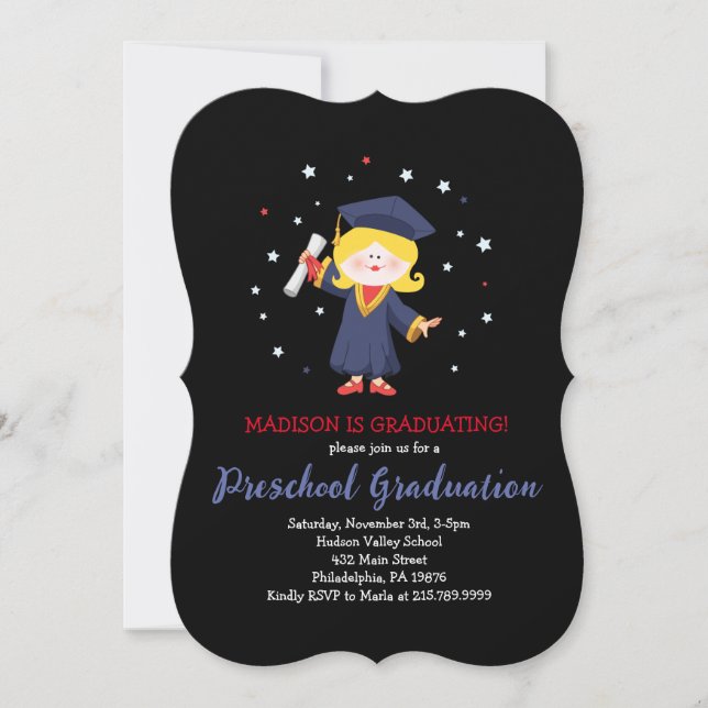 PRESCHOOL KINDERGARTEN-inbjudan till Studentfest Inbjudningar (Framsida)