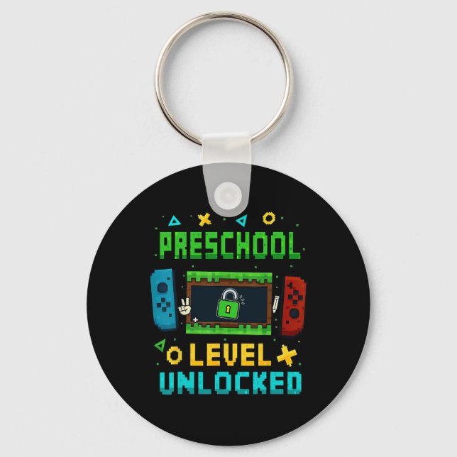 Preschool Level Unlocked Ck To School Pixel Art Ga Nyckelring (Framsida)