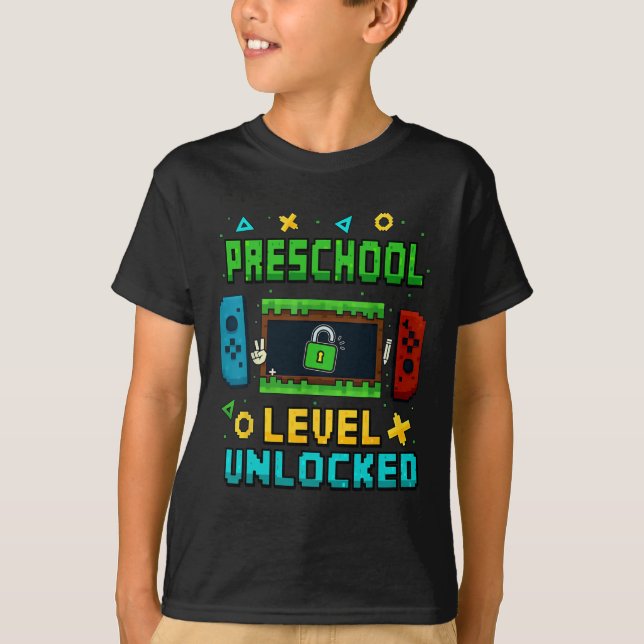 Preschool Level Unlocked Ck To School Pixel Art Ga T Shirt (Framsida)