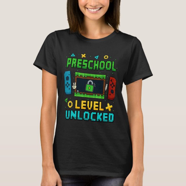 Preschool Level Unlocked Ck To School Pixel Art Ga T Shirt (Framsida)