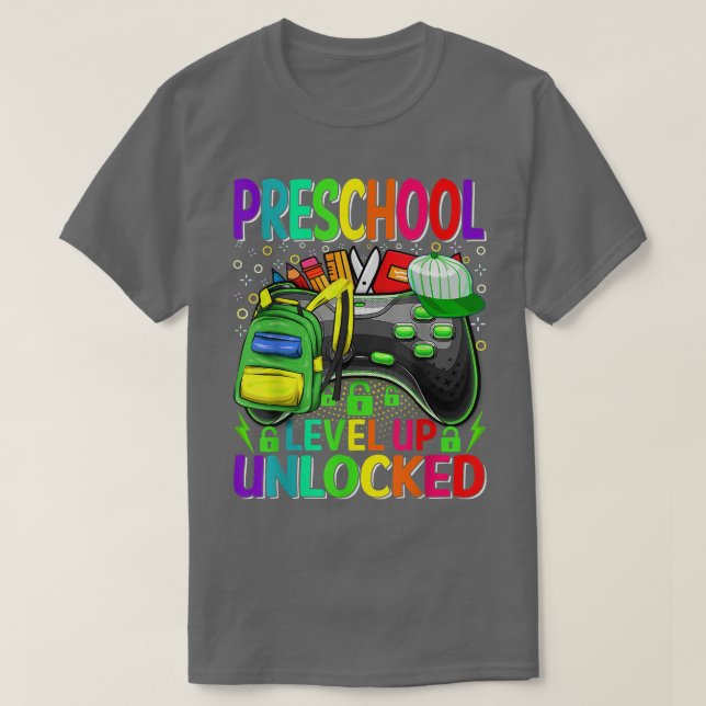 Preschool Level Up Unlocked Video Game Back To Sch T Shirt (Design framsida)