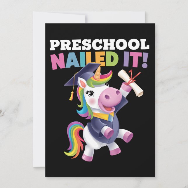 Preschool Nail IT Unicorn Studentmössa Inbjudningar (Framsida)
