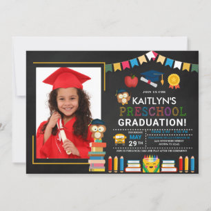 Preschool Photo Studenten Chalkboard Inbjudningar
