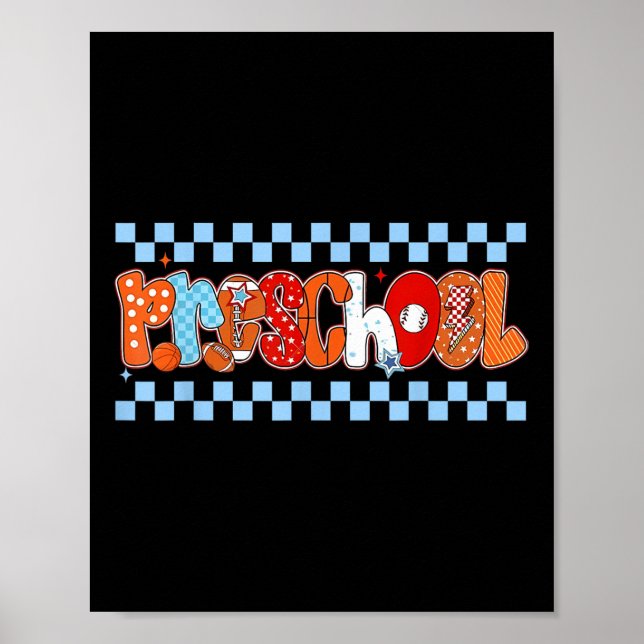 Preschool Pre-k Boy Baseball Basketball Football S Poster (Framsidan)