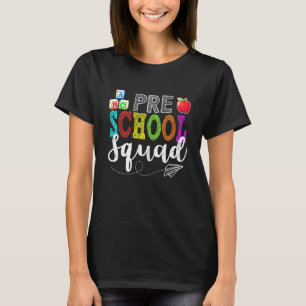 Preschool Pre K Squad Teacher Studenter Team back T Shirt