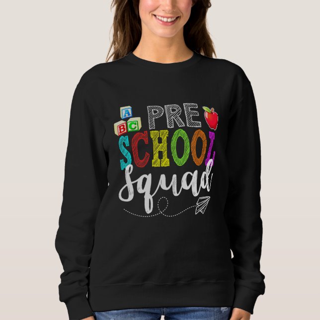 Preschool Pre K Squad Teacher Studenter Team back T Shirt (Framsida)