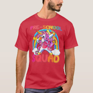 Preschool Squad Dabbing Unicorn Cute tillbaka till T Shirt
