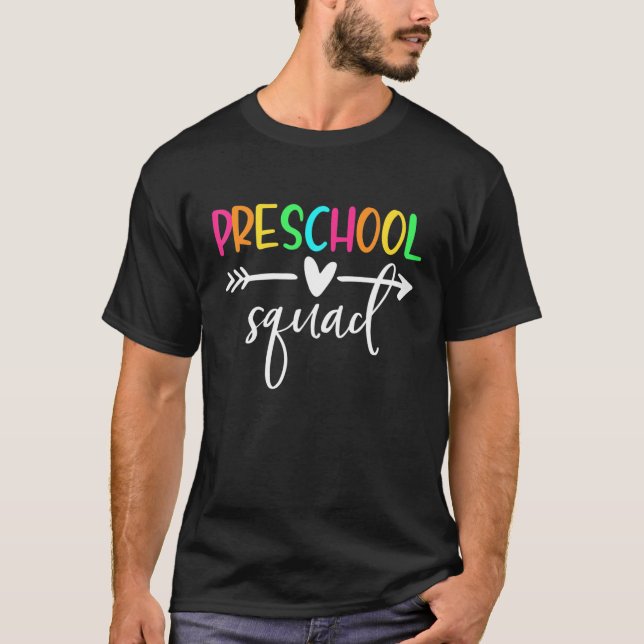 Preschool Squad Pre K Teacher Student tillbaka til T Shirt (Framsida)