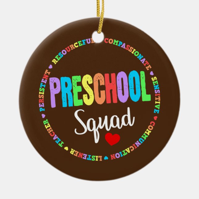 Preschool Squad Teacher Back to school Daycare Julgransprydnad Keramik (Framsidan)