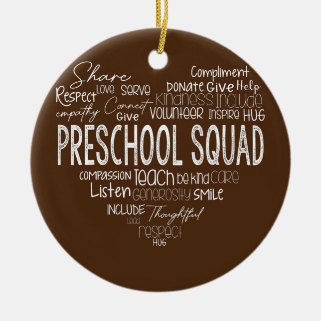 Preschool Squad Teacher Back to school Daycare Julgransprydnad Keramik (Framsidan)