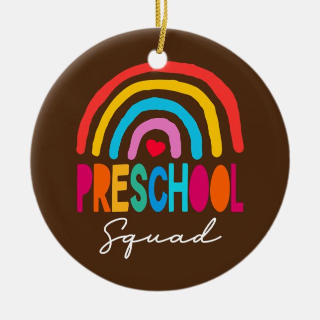 Preschool Squad Teacher Back to school Daycare Julgransprydnad Keramik (Framsidan)