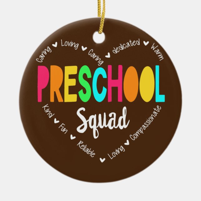Preschool Squad Teacher Back to school Daycare Julgransprydnad Keramik (Framsidan)