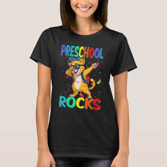 Preschool Sten Cat Back to school T Shirt (Framsida)