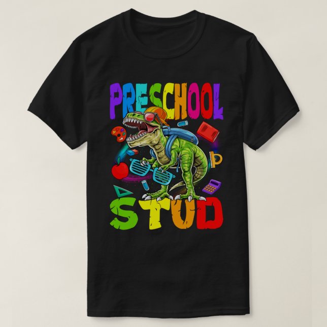 Preschool Stud Dinosaur Back to school T Shirt (Design framsida)