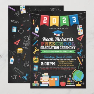 Preschool Studenten Bunting & Chalkboard Inbjudningar